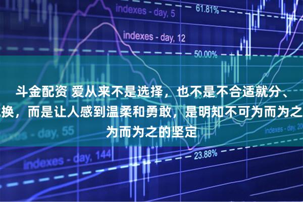 斗金配资 爱从来不是选择，也不是不合适就分、膩了就换，而是让人感到温柔和勇敢，是明知不可为而为之的坚定