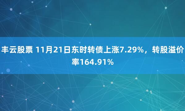 丰云股票 11月21日东时转债上涨7.29%，转股溢价率164.91%