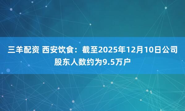 三羊配资 西安饮食：截至2025年12月10日公司股东人数约为9.5万户